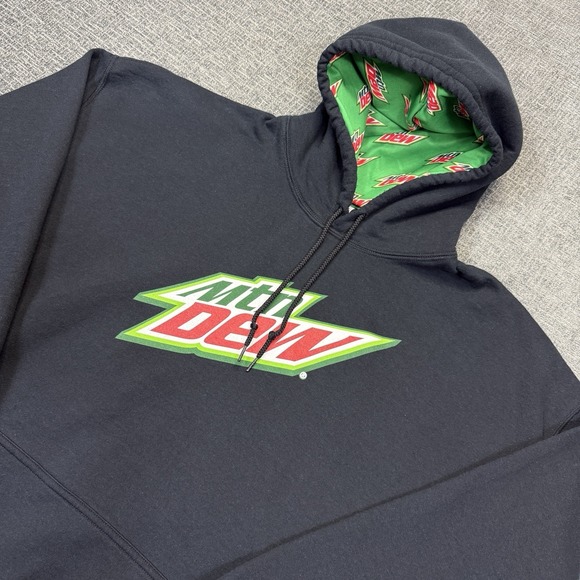 Mountain Dew Other - Vtg Mountain Dew Hoodie Men's 2XL Black Graphic Logo Pullover USA Made 90's